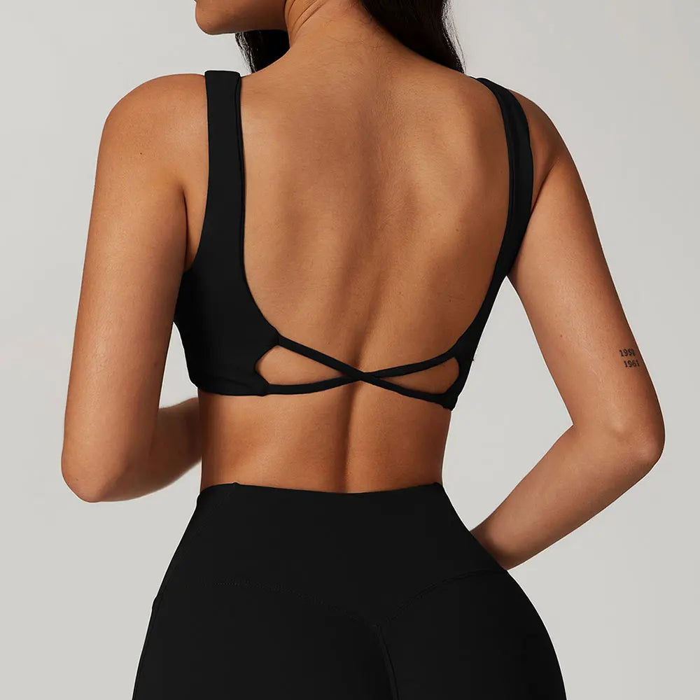 Backless Gym Sport Bra Sexy Sports Bra Anti-sweat Breathable Yoga Bra Shockproof Crop Top Fitness Top Push Up Workout Top Women